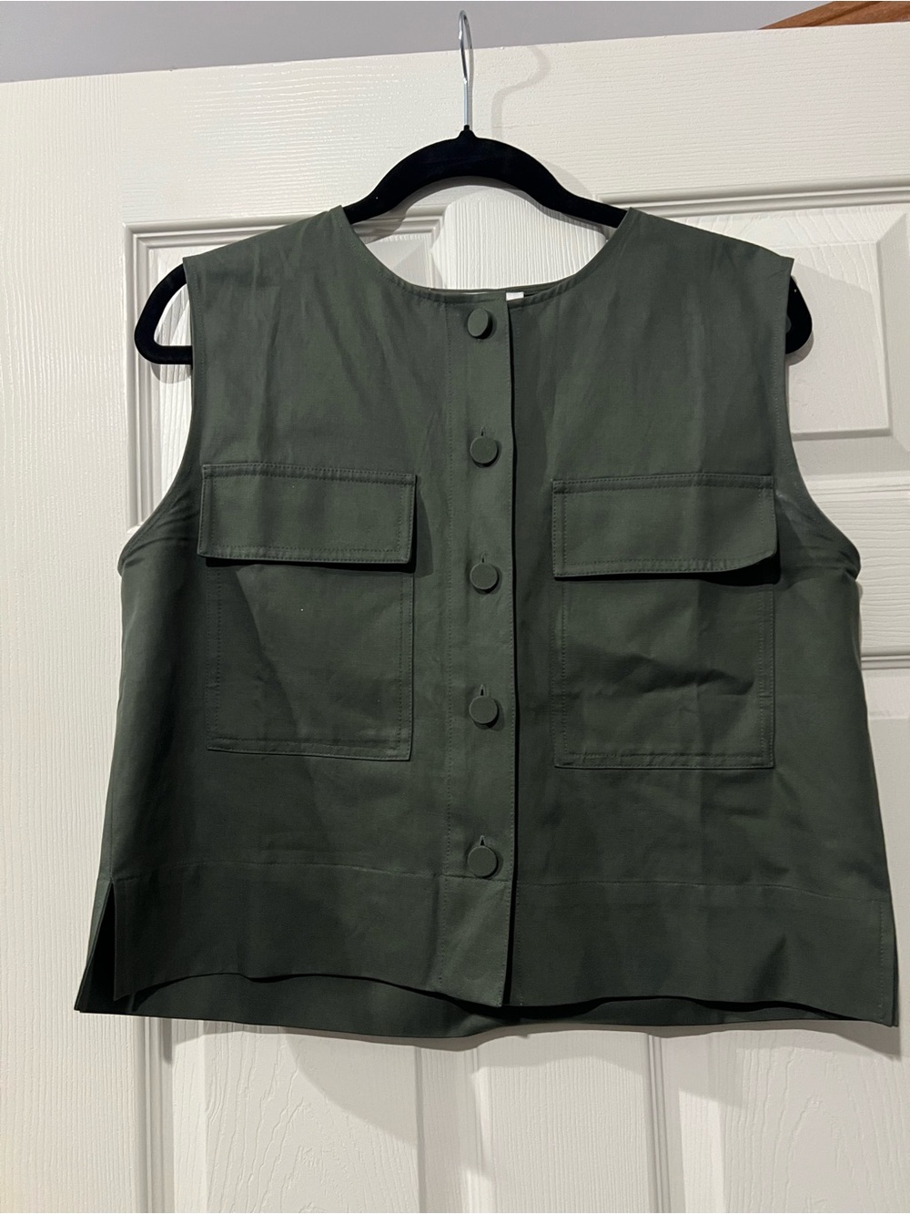 Madewell Olive Green Sleeveless Button Front Utility Vest